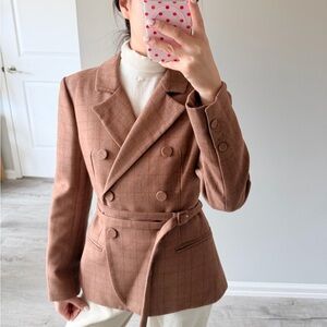 Women's Brown Double-Breasted Blazer